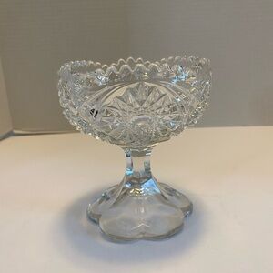 Vintage Imperial Glass Daisy And Button Clear Glass Compote Pedestal Bowl